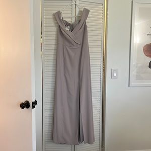 Bella Bridesmaids gown in Taupe Crepe - NWT. Got pregnant and couldn’t wear.